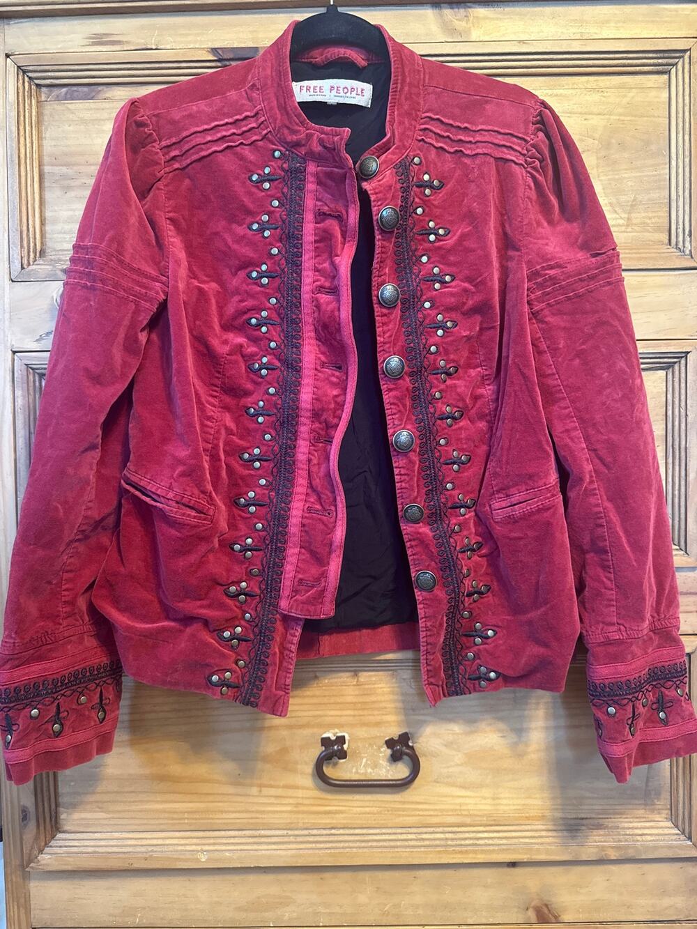 Free People Maven studded red velvet jacket
Small
